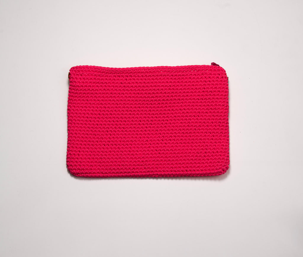 Handmade Boho Knit Makeup Bag - Luxury Crochet Cosmetic Pouch with Pom-Poms